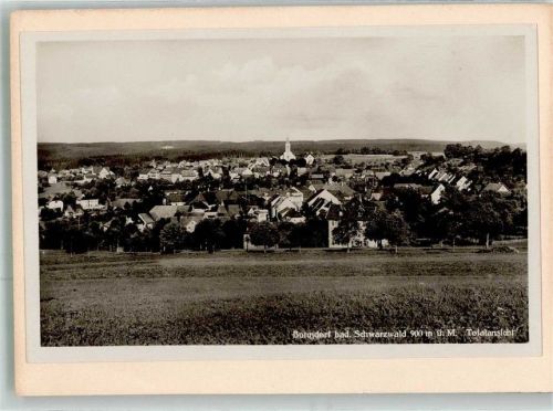 79848 W7823 Bonndorf im Schwarzwald 1930 FOTO KEINE AK Fliegeraufnahme des Ortes mit Pfarrkirche St. Peter und Paul Original aufmontierte Verlagsmusterkarte