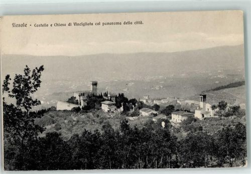 Fiesole Castello e Chiesa di Vincigliata col panorama della citta