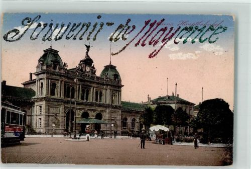 Mainz 1915 - 1920 Souvenir Mayence mit Glimmer/Glitzerauflage Straßenbahn