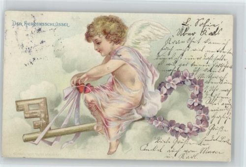 Der Herzensschlüssel - Veilchenherz - Litho 1904 AK