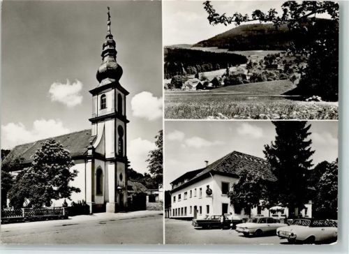 Moosbronn Wallfahrtskirche Gesamtansicht Gasthaus zum Strauss 3-Bildaufnahme