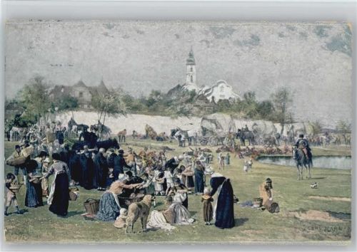 Stadt Bunzlau / Boleslawiec Künstlerkarte Kinder bringen den Gefangenen Lebensmittel sign. Carl Narr