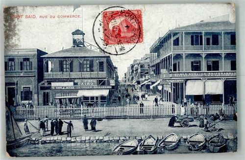 Port Said 1907 Hotel Continental Geschäft Rue du CommerceMarke bildseitig