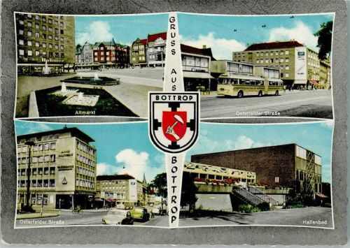 Bottrop Altmarkt Springbrunnen Osterfelder Straße Bus Hallenbad Wappen 4-Bildaufnahme
