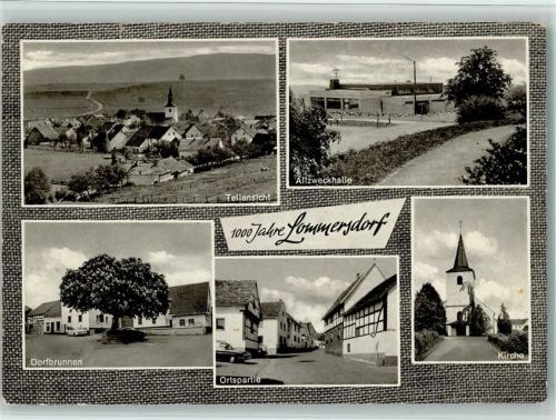 Lommersdorf Teilansicht Allzweckhalle Dorfbrunnen Ortspartie Kirche