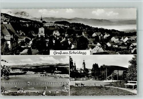Scheidegg 1965 Freibad, Teilansicht, AK