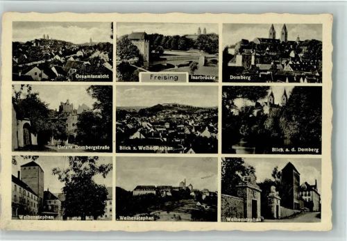 Freising Gesamtansicht Isarbrücke Domberg Untere Dombergstraße Blick zum Weihenstephan Blick auf die Domburg Weihenstephan Mehrfachaufnahme
