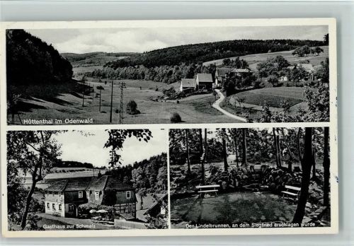Hüttenthal Ortsansicht Gasthaus zur Schmelz Der Lindelbrunnen an dem Siegfried erschlagen wurde 3-Bildaufnahme