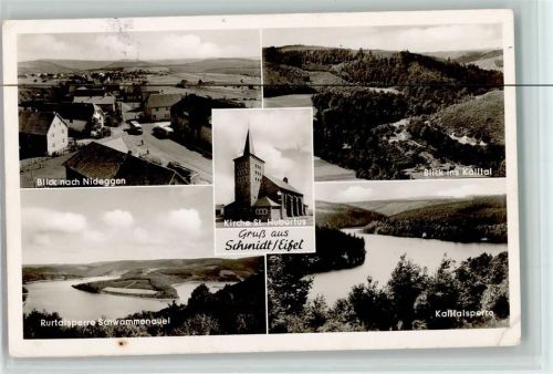 52385 W5168 Schmidt , Eifel - Blick nach Nideggen Rurtalsperre SChwammenauel Kirche St. Hubertus Blick ins Kalltal L`Kalltalsperre
