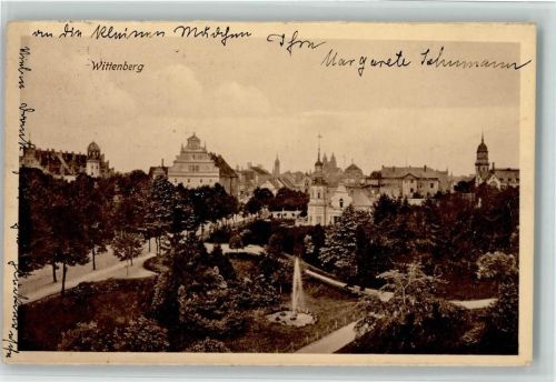 Wittenberg 1911 Ortsansicht mit Springbrunnen