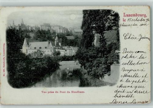 Luxembourg Luxemburg 1897 Mondschein Vue prise du Pont du Hundhaus