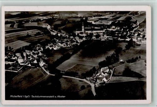 91275 W8572 Michelfeld , Oberpf - Luftaufnahme Gesamtansicht Taubstummenanstalt und Kloster