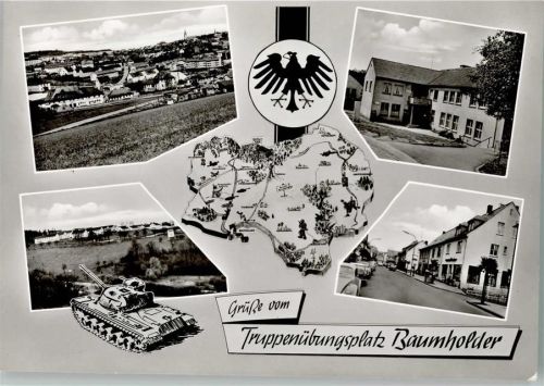 55774 W6587 Baumholder - Gesamtansicht Panzer Truppenübungsplatz Landkarte 4-Bildaufnahme