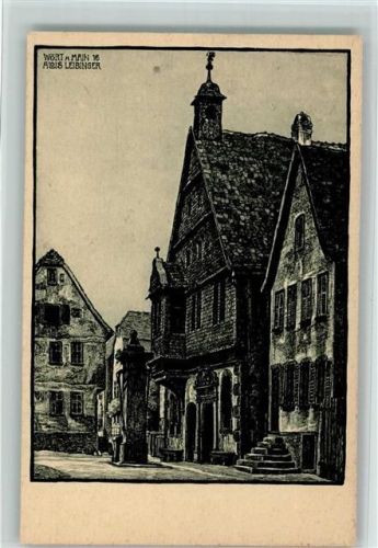 Wörth Rathaus Fränkische Heimatschutz-Postkarte Nr. 12 sign. Alois Leibinger