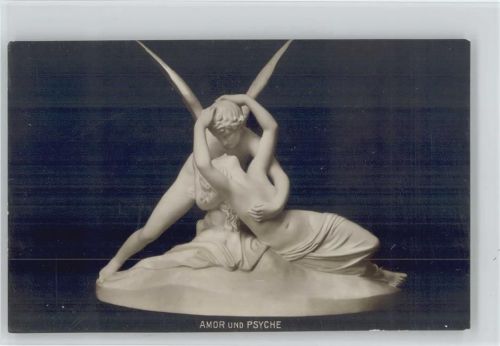 Amor und Psyche Foto AK Skulptur (Erotik)