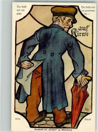 Würzburg 1936 Glasbild im Stachel Weinstube