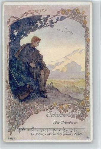 Liederkarte - "Der Wanderer" sign Elsner Nr. 3 AK