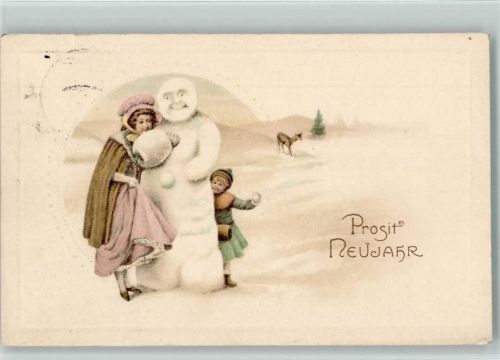 1913 Verlag Amag 973 - Neujahr - Schneeball werfen AK