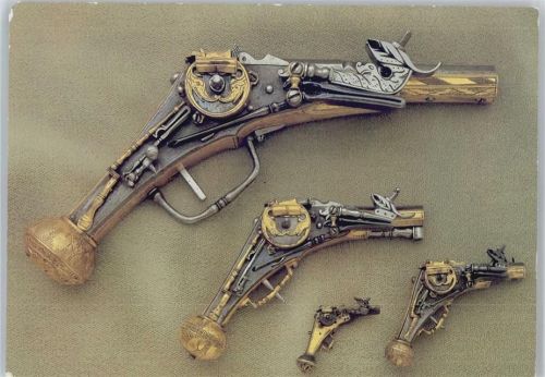 Miniatur Radschloßpistolen in Puffer Form 16. Jahrhundert