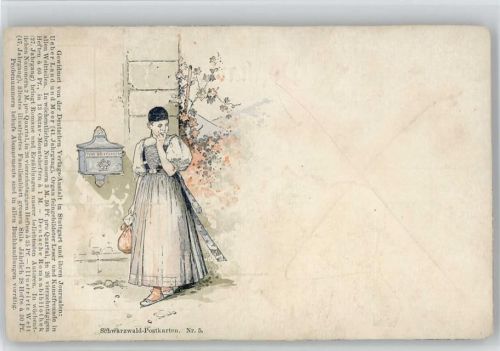 Schwarzwald AK Nr. 5 - Trachten - Briefkasten - 1900 AK