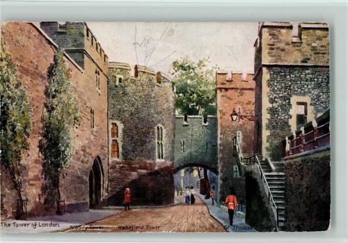London The Tower of London Bloody Tower Wakefield Tower St. Thomas sign. Tucks Postcard Oilette The Tower of London