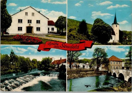 Sennfeld Ortsansichten Kirche Brücke 4-Bildaufnahme