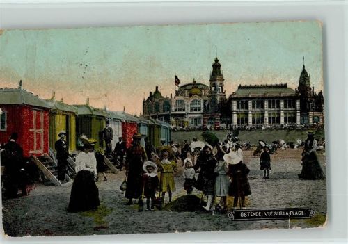 1915 Ostende - Cabinen - Vue sur la Plage , Hotels