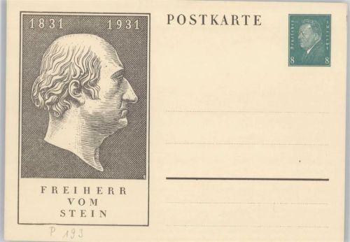 Freiherr vom Stein 1831-1931 - Ganzsache