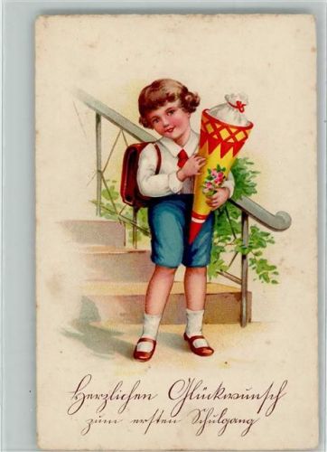 EAS 1537 , Junge mit seiner Schultüte ca 1930 AK