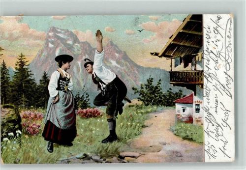 Serie Nr. 221 Schuhplattler in den Bergen 1906 AK
