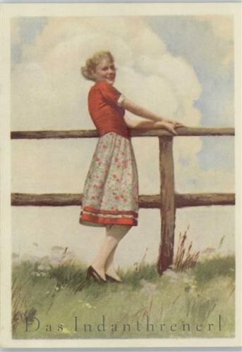 Werbung - Farben für Stoffe Mode Das Indanthrenerl Dirndl - ca 1935 AK