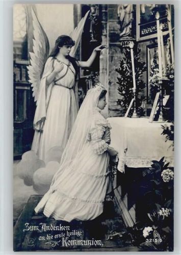 1903 Kommunion Foto AK Schutzengel