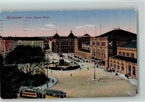 Hannover 1917 Ernst-August-Platz, Straßenbahnen AK Stempelspuren