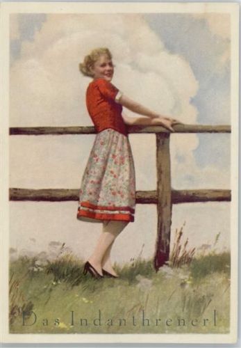Werbung - Farben für Stoffe Mode Das Indanthrenerl Dirndl - ca 1935 AK