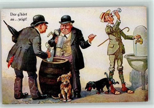 Humor - Münchner Kunst Nr. 1159 - Biertrinker und Wassertrinker