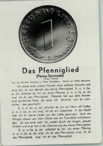 Das Pfenniglied 1939 AK Liederkarte