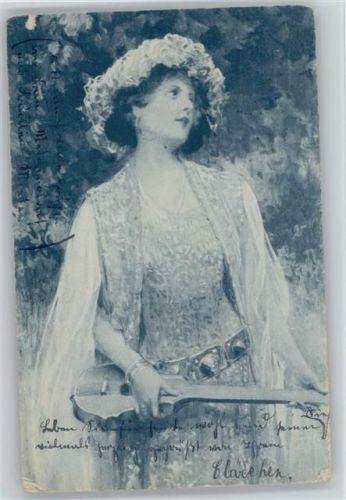 1911 Glamour Frau mit einer Geige - Jugendstil-Mode