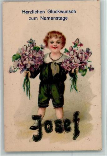 1915 Josef - Kind mit Blumensträuße - Namenstag AK