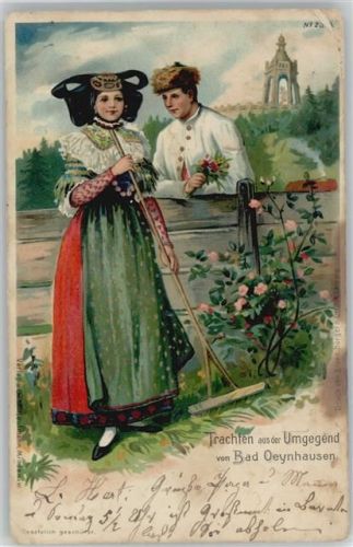 Bad Oeynhausen Litho 1903 AK Frau mit Harke Rechen -