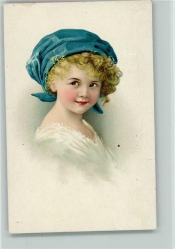 Nr. 1792 Kinderporträt - Mädchen mit blonden Locken und einem blauem Kopftuch