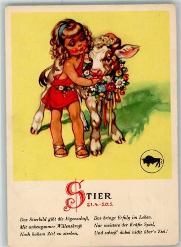 1952 Serie 410 - Stier AK Printed in U.S. Zone Germany