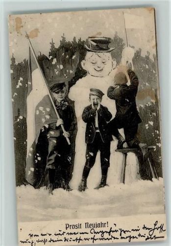 Jungen Fahne Schneemann Neujahrsgrüße
