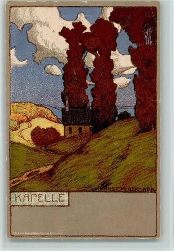 Die Kapelle - sign Ernst Liebermann , litho 1902 AK Liebermann, M. Künstlerkarte