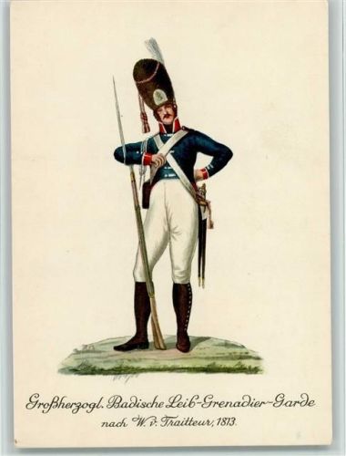 Deutsche Wehr am Oberrhein - Badische Leib Grenadier Garde Uniform Künstlerkarte