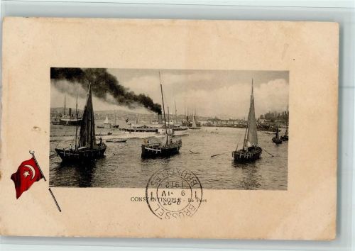 Konstantinopel 1912 Le Port Hafen Dampfer Segelboote