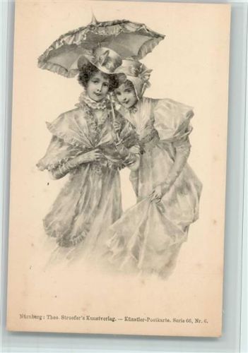 Künstlerpostkarte Serie 66 Nr. 6 - Frauen mit Sonnenschirm 1900 AK Gute Erhaltung AK TSN