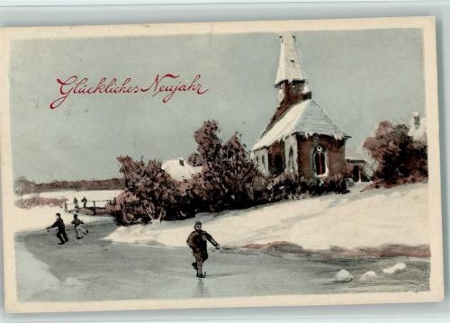 Neujahrswünsche Schlittschuhläufer