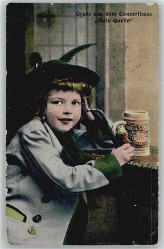 Kind mit Bierkrug und Pfeife - Trachten - 1908 AK