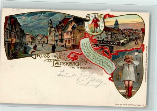 W6420 Lauterbach (Hessen) Grus aus - gute Erhaltung Mandt Lithographie / Prägedruck