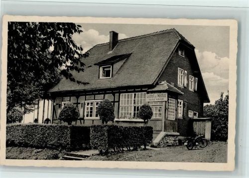 Völzberg 1951 Pension zur Waldlust, Motorrad steht vor dem Haus, gute Erhaltung AK